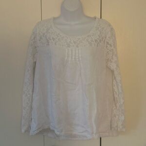 Lungo L’Arno Linen lace embellished long sleeve top S